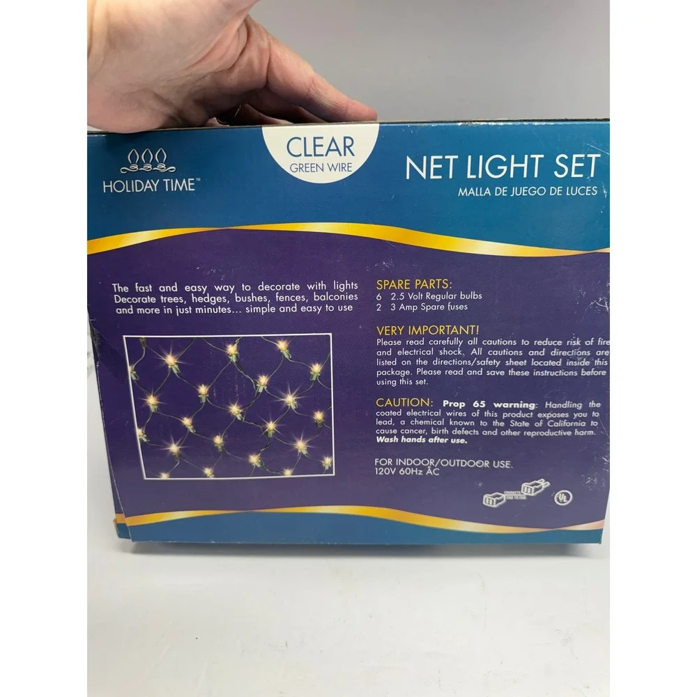 Holiday Time 150 Count Clear Net Light Set Green Wire Indoor Outdoor 6ft x 4ft
